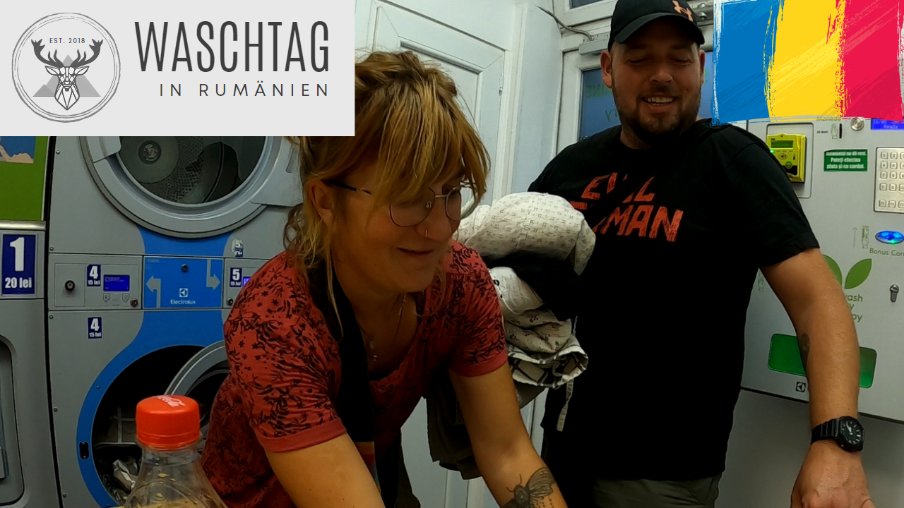 Waschsalon in Rumänen Hermannstadt im Vanlife Alex und Kathy waschen Wäsche