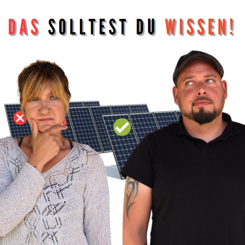 Alex und Kathy von Vollzeitvanlife stellen ihre unterschiedlichen Solaranlagen für das Wohnmobil vor von Solarfalttasche bis Solarkoffer